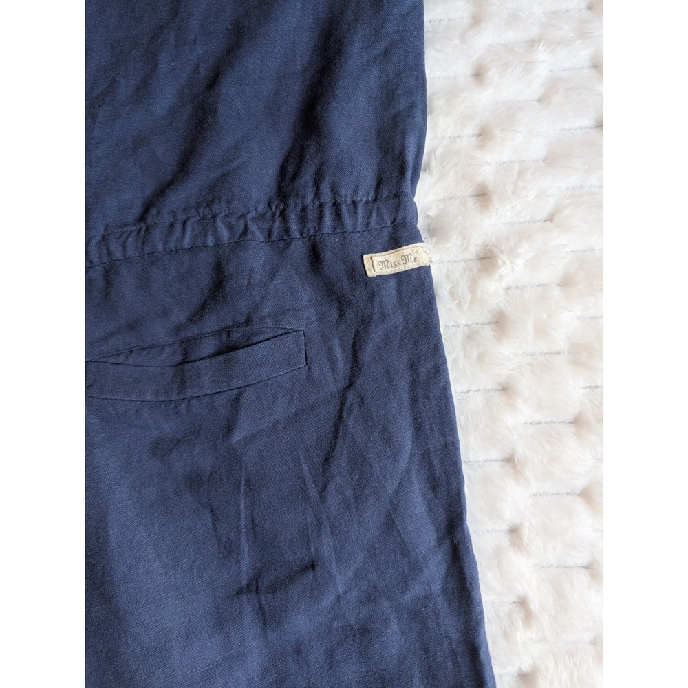 Miss Me Embroidered Romper Drawstring Waist Pockets Blue Boho Size L‎ - Picture 8 of 10